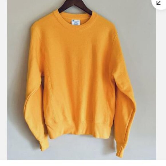 Vintage Champion Reverse Weave Sweatshirt Adult Small Yellow Gold Pullover - Picture 1 of 5